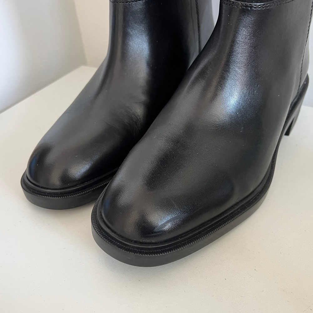 Zara black knee high equestrian riding flat boots - Picture 4 of 11
